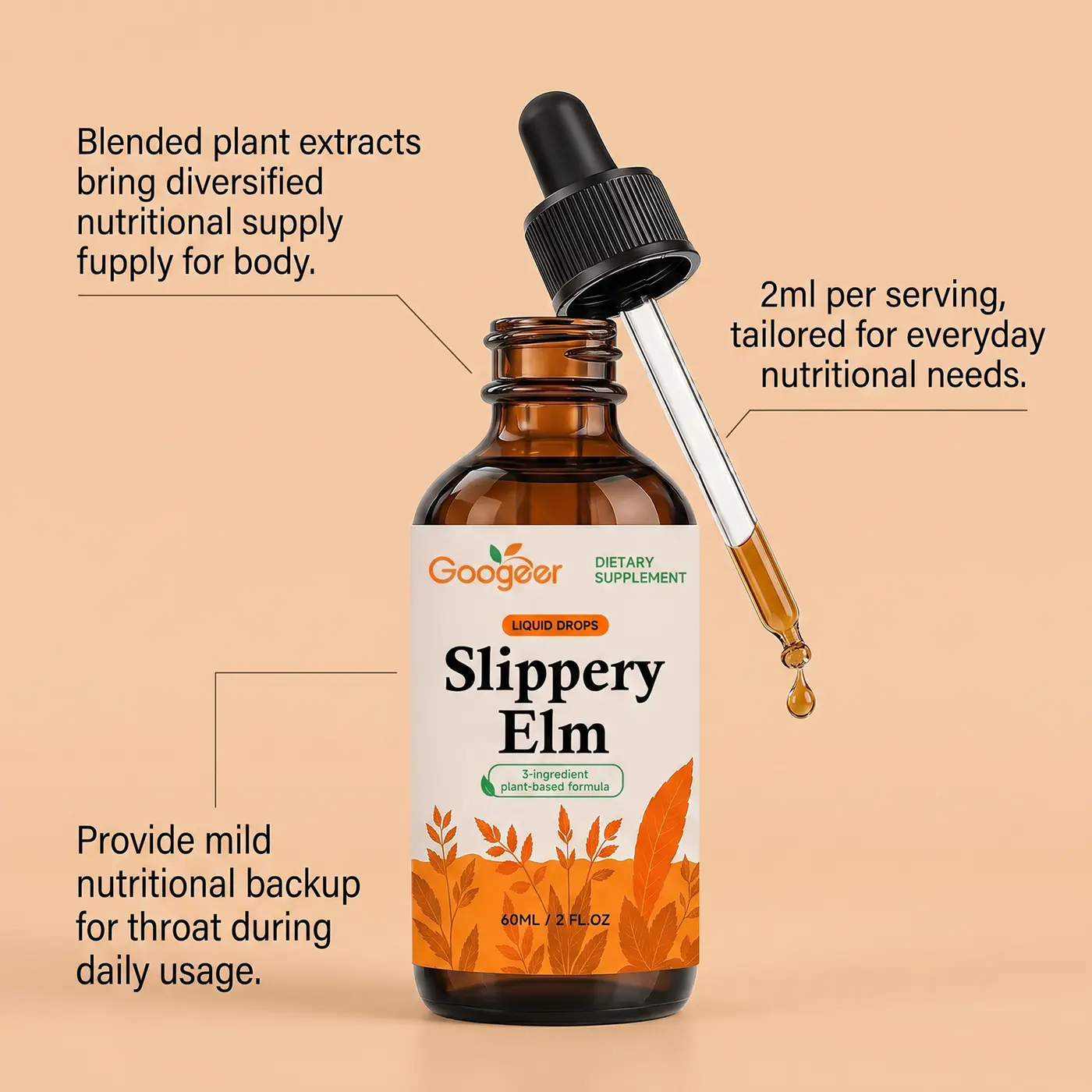 Slippery Elm Herbal Drops packaging detail