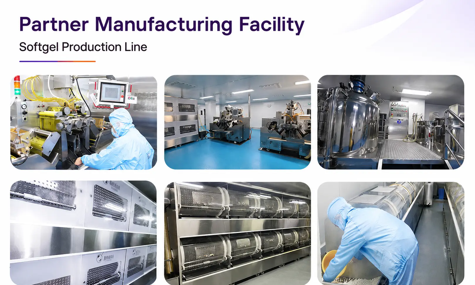 Partner manufacturing facility softgel production line