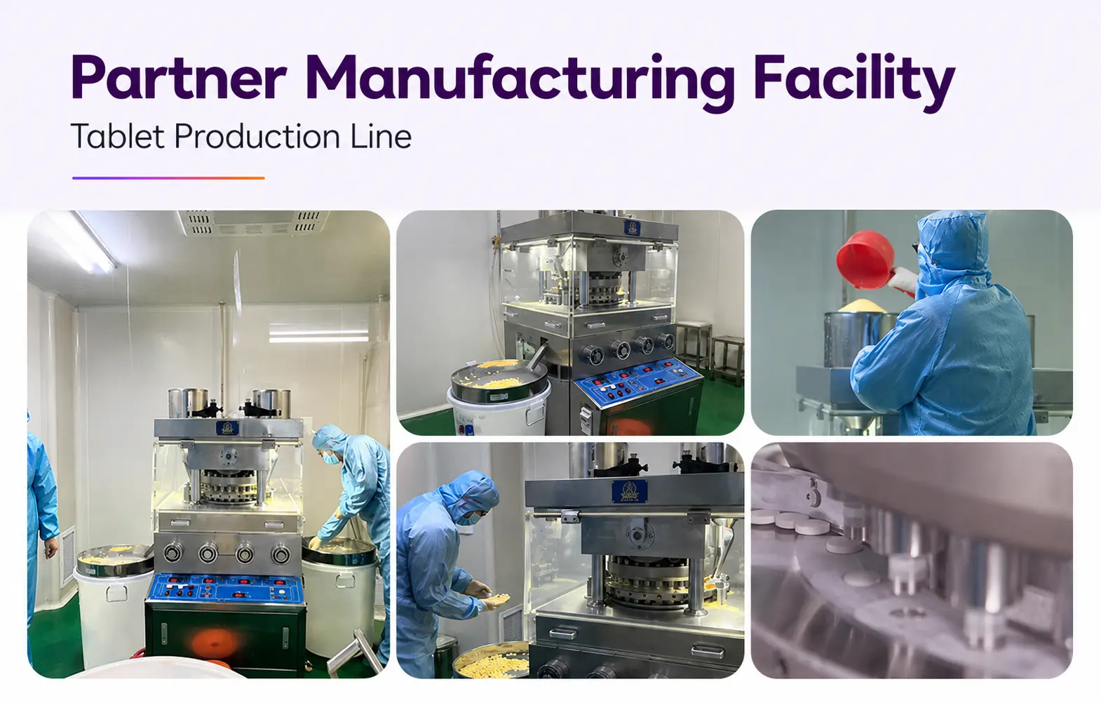 Partner manufacturing facility tablet production line