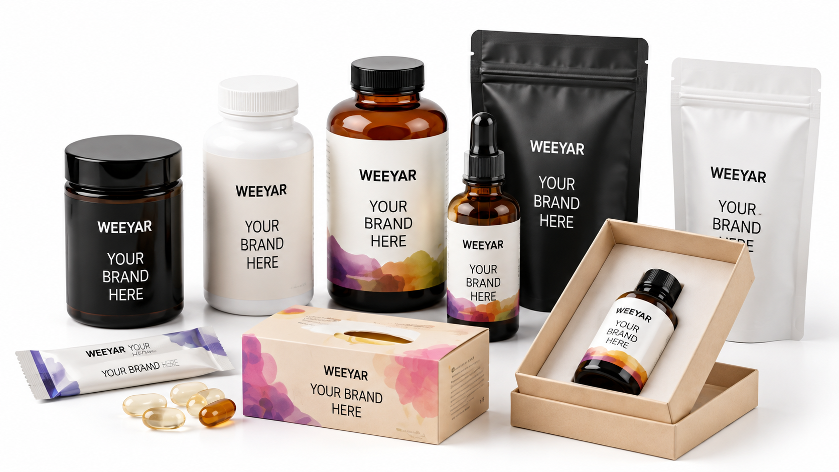 Weeyar custom supplement packaging options