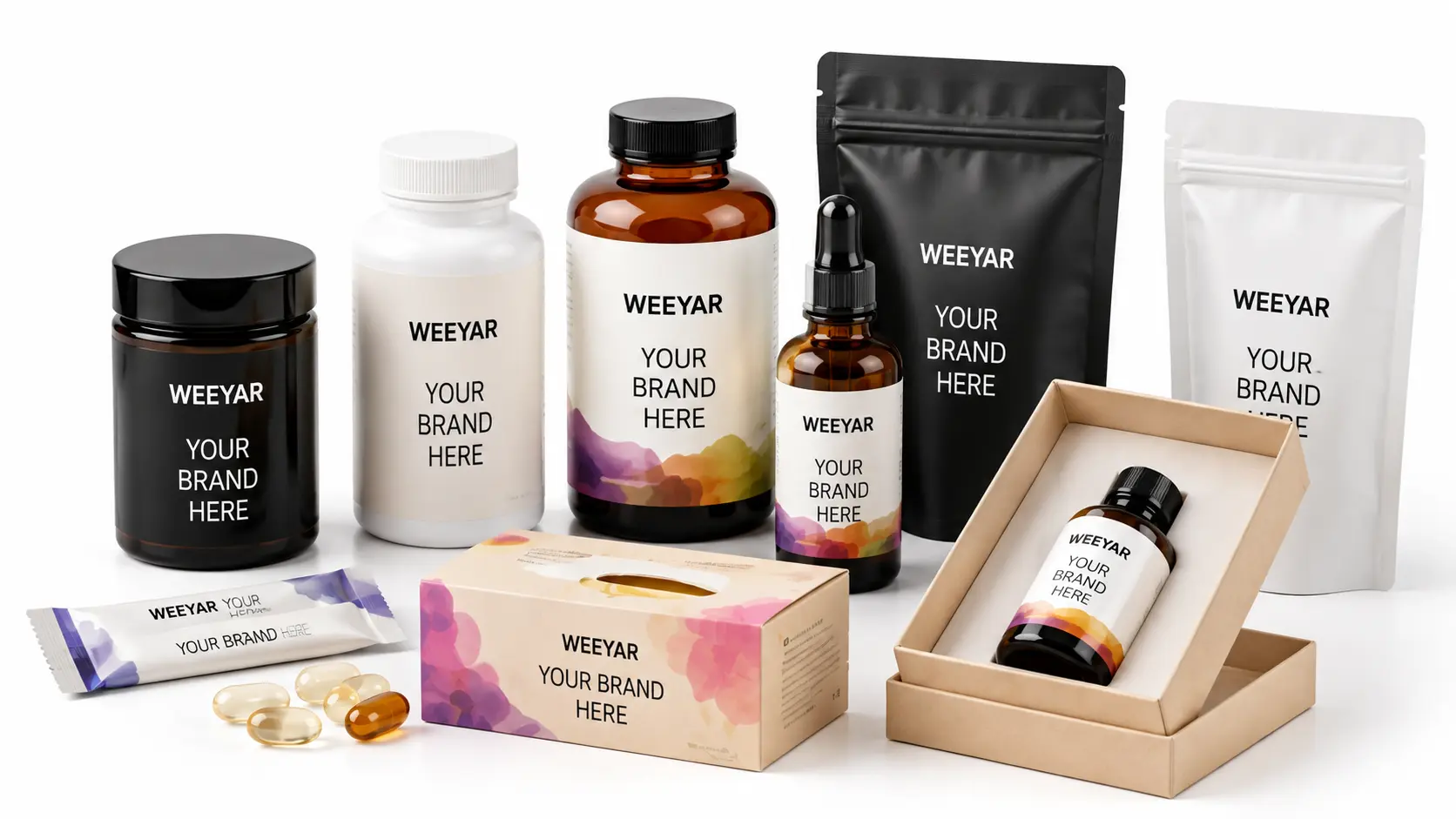 Weeyar custom supplement packaging options